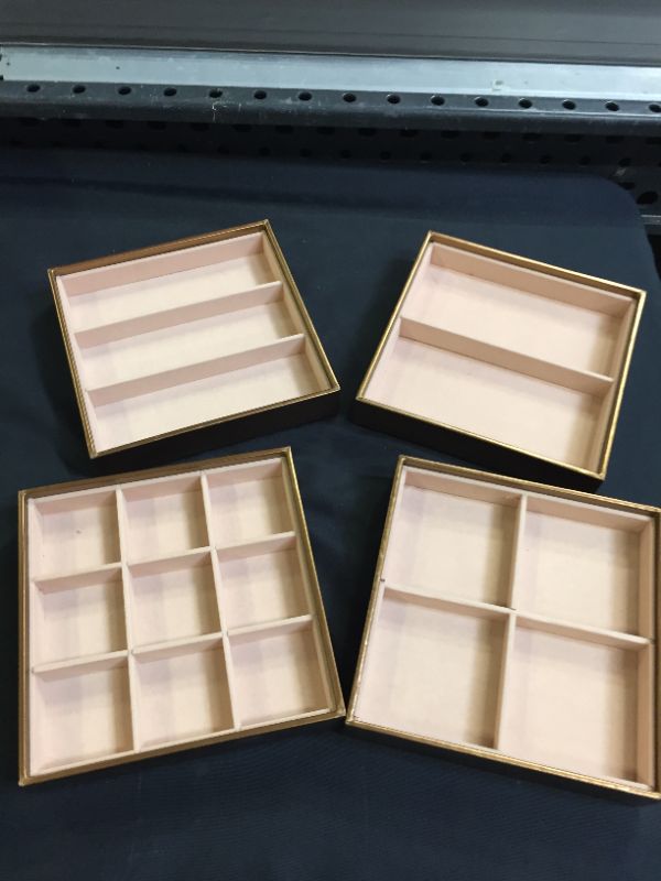 Photo 2 of ABO Gear Stackable Jewelry Box Jewelry Organizer Jewelry Trays - Set of 4 - Bronze  size: Each tray measures 7.25"x 7.25"x 1.25". 9
