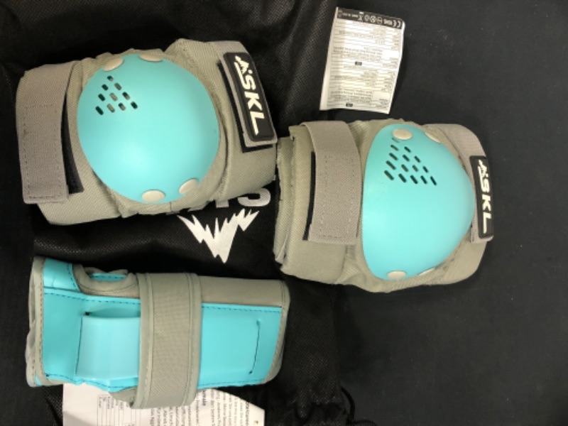 Photo 2 of Knee Pads for Kids, Protective Gear Set for 6-13 Years Old Girls Boys Youth (Medium, Tiffany Blue) med.
