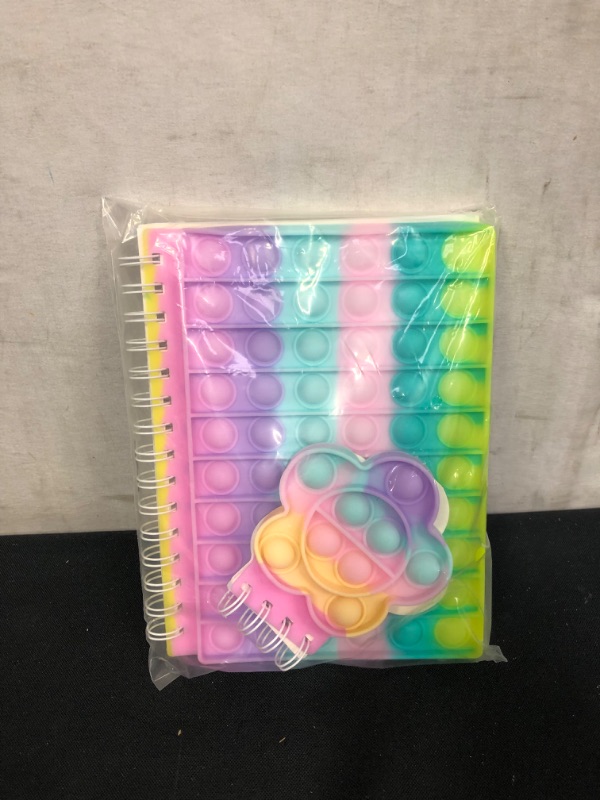 Photo 2 of 2 Pack Push It Large Bubble Spiral Notebook Sensory Pastel Pop Practical Notepad Popper Dimple Ruled Paper Fidget Workbook Gift Kids School Macaroon
