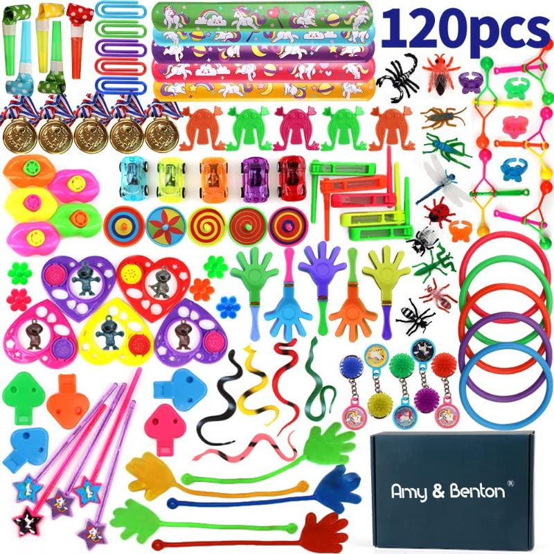 Photo 1 of Amy&Benton 120PCS Treasure Box Prizes for Classroom, Kids Birthday Party Favors for Goodie Bag Fillers, Assorted Pinata Fillers, Bulk Party Toy Assortment

