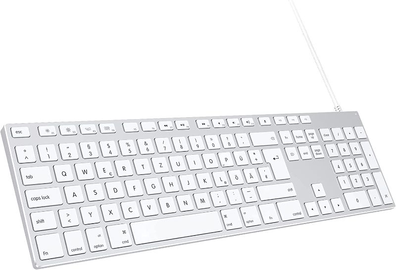Photo 1 of Aluminium Wired Keyboard with Numeric Keypad for Apple iMac/Mac/MacBook/MacBook Pro Computer, White Full Size Ultra-Slim Keyboard Compatible with Apple Magic Keyboard W/O USB Port
