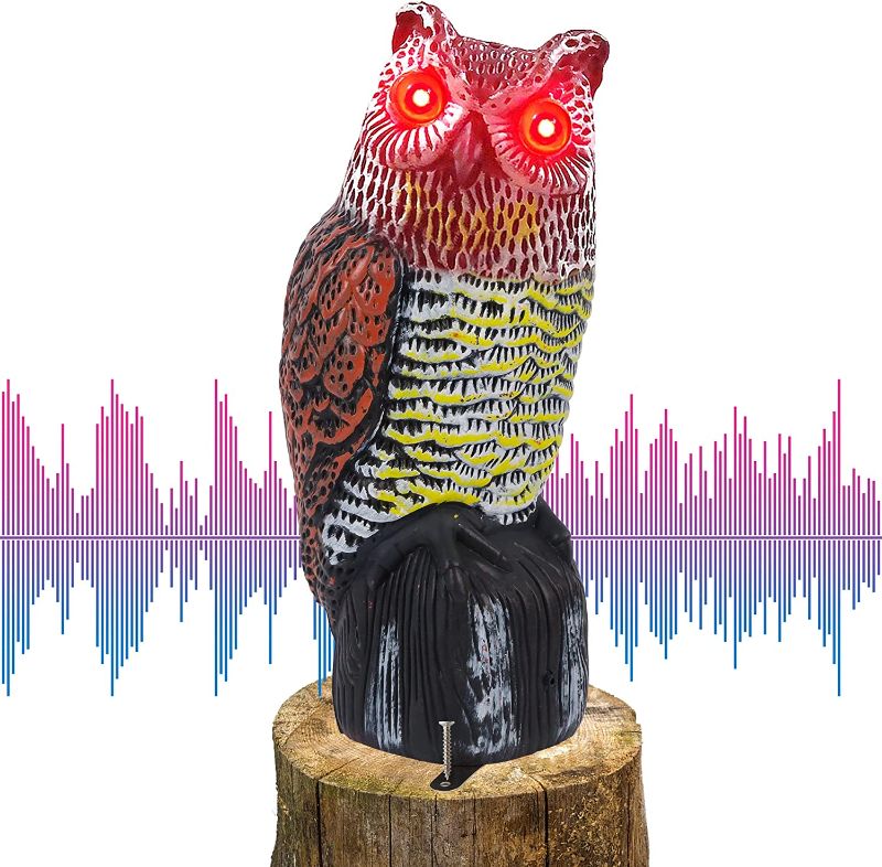 Photo 1 of  Solar Powered Fake Owl Decoy Scarecrow Decoy for Garden Yard Outdoor