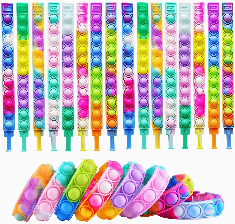 Photo 1 of 24pcs Easter Basket Stuffers Bulk Gift Pop Favors Pack for Kids, Mini Bracelet Adjustable Wearable Bracelets Gifts for Girls Boys Children for Classroom School Rewards Prizes
