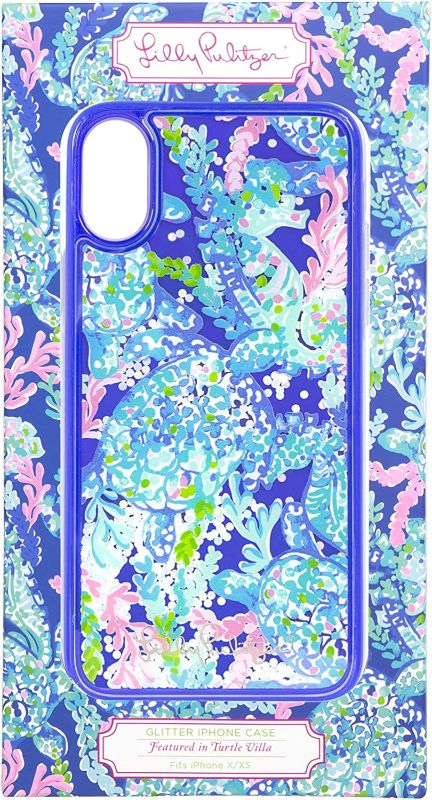 Photo 2 of 2PC LOT, Lilly Pulitzer Cute Pink/Blue iPhone X/XS Case for Women, Shade Seekers, Lilly Pulitzer Cute Blue Glitter Bomb iPhone X/XS Case for Women, Turtle Villa

