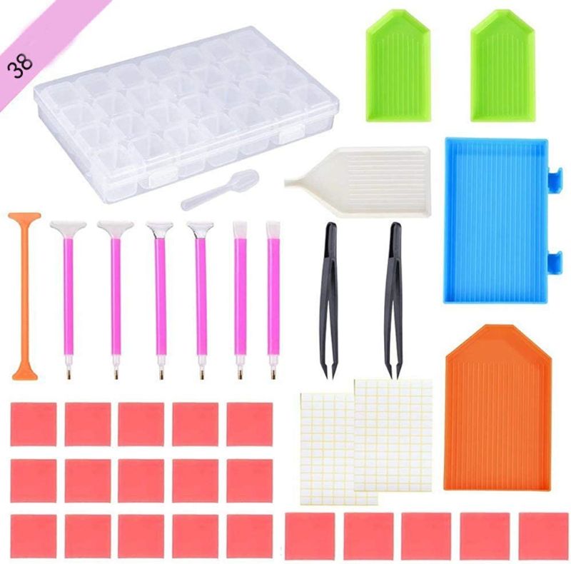 Photo 1 of 38Pcs Diamond Painting Tools DIY 5D Diamond Painting Accessories Cross Stitch Tool Kits with 28 Grids Diamond Embroidery Box for Diamond Painting/DIY Craft/Jewelry/Rhinestone
