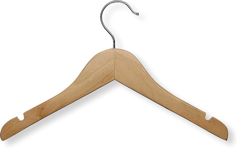 Photo 1 of Honey-Can-Do HNG-01224 Kid's Wooden Shirt Hanger with Dress Notches, Maple, 10-Pack, Natural--- Factory Sealed --- 
