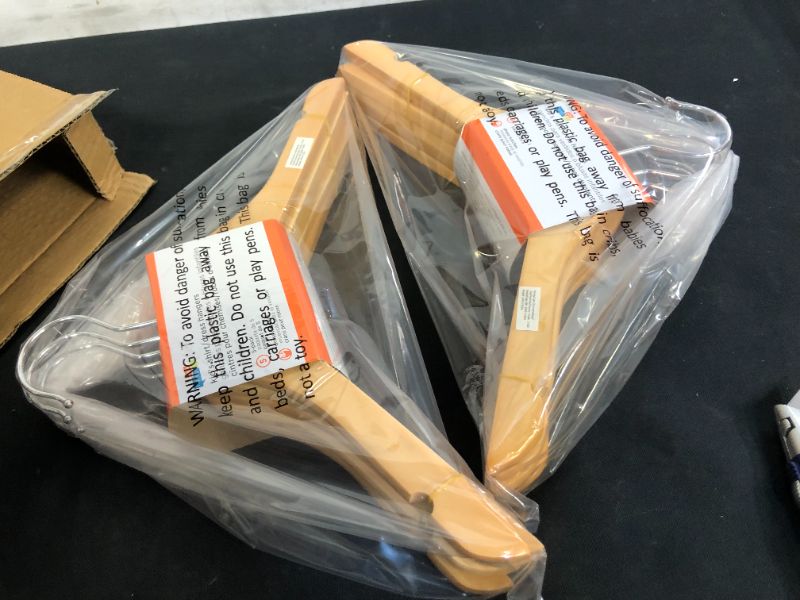 Photo 1 of Honey-Can-Do HNG-01224 Kid's Wooden Shirt Hanger with Dress Notches, Maple, 10-Pack, Natural--- Factory Sealed --- 
