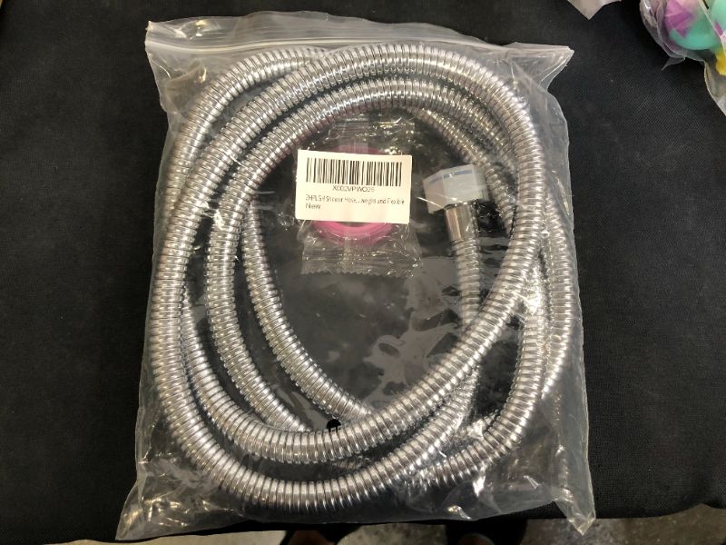 Photo 2 of ZHPLGH Shower Hose 79 Inches Chrome Handheld Shower Head Hose Lightweight and Flexible Shower Hose Extension with Brass Insert and Nut for Bathroom, Toilet, Garden & Dog Shower
--- Factory Sealed --- 