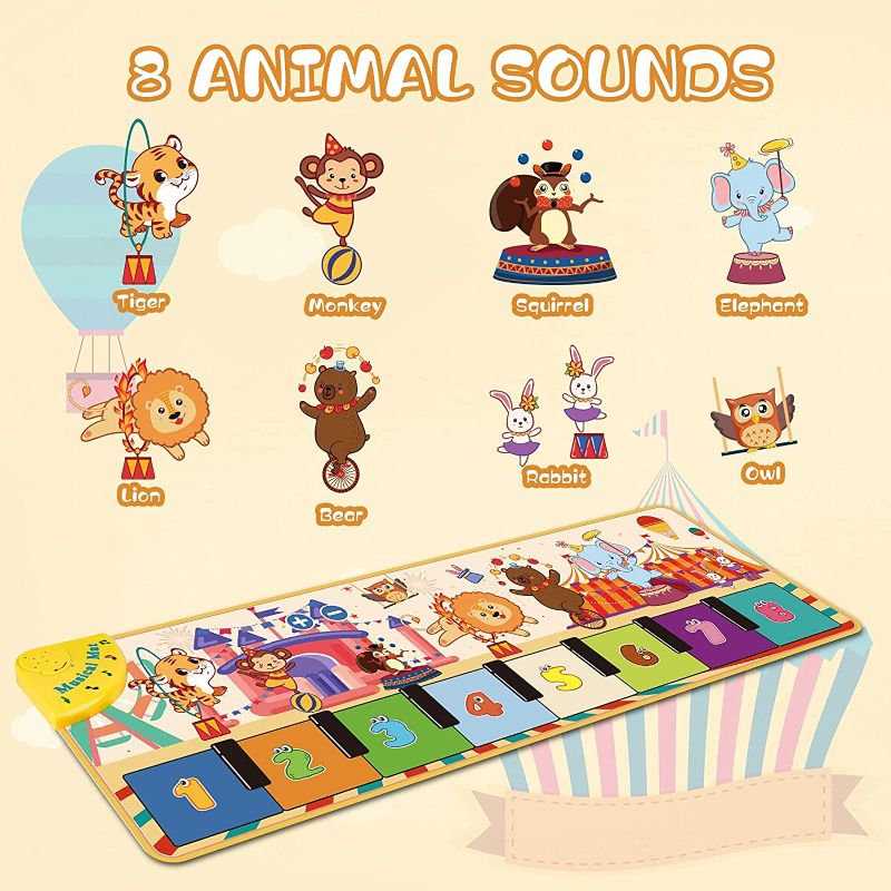 Photo 1 of Fivegoes Piano Mat, 43" X 14" Floor Piano Musical Dance Mat with 8 Cartoon Animal Sounds Early Learning Gifts Toys for Baby Girls Boys Toddlers
