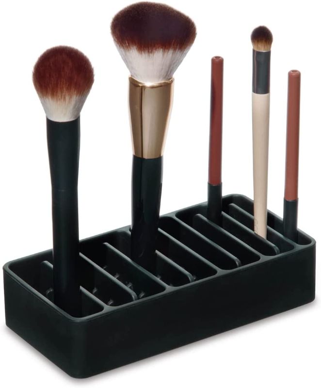 Photo 1 of The Sarah Tanno Collection by iDesign Cosmetic Drawer Small Silicone Brush and Pen Organizer, Black
