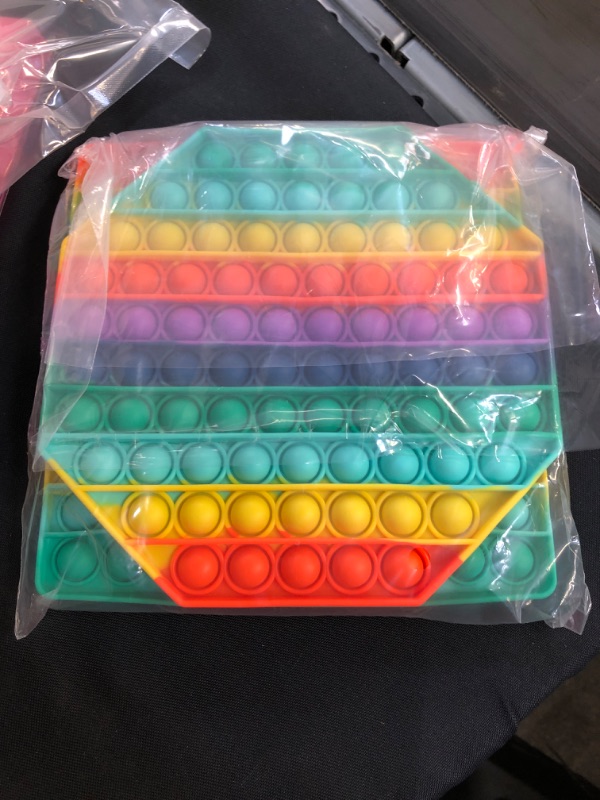 Photo 2 of 2 Packs Jumbo Toy for Kids Adult, Giant Huge Large Mega Big Press Pop Poppop Poop Popper Po it Sensory Austim Anxiety ADHD Stress Relie Game Square Octagon Tie dye Rainbow
