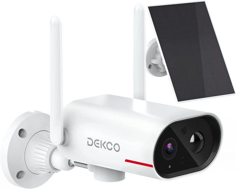 Photo 1 of Wireless Outdoor Security Camera for Home Security - DEKCO 260° View Range Solar Security Camera, Two-Way Audio, Simple Setup, Night Vision, Motion Detection WiFi Surveillance & Security Cameras
