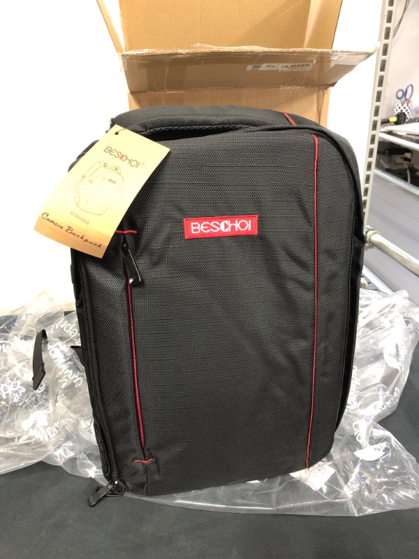 Photo 2 of Beschoi DSLR Camera Backpack Waterproof Camera Bag for SLR/DSLR Camera, Lens and Accessories, Black (Large)
