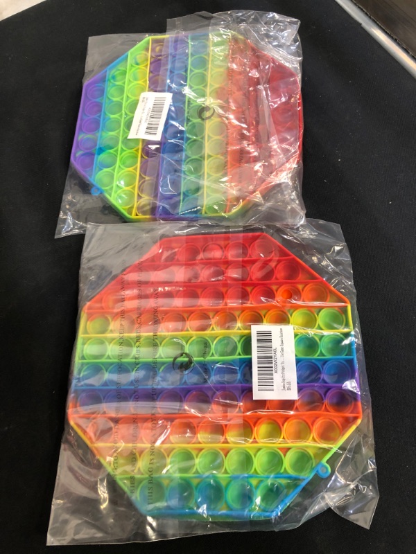 Photo 1 of Jumbo Toy for Kids Teens Adult, Giant Huge Large Mega Big Bubble 20cm 8 Inch Gigantic Oversized Press Pop Popper it Sensory Stress Relief Game Octagonal Rainbow
 2 COUNT 