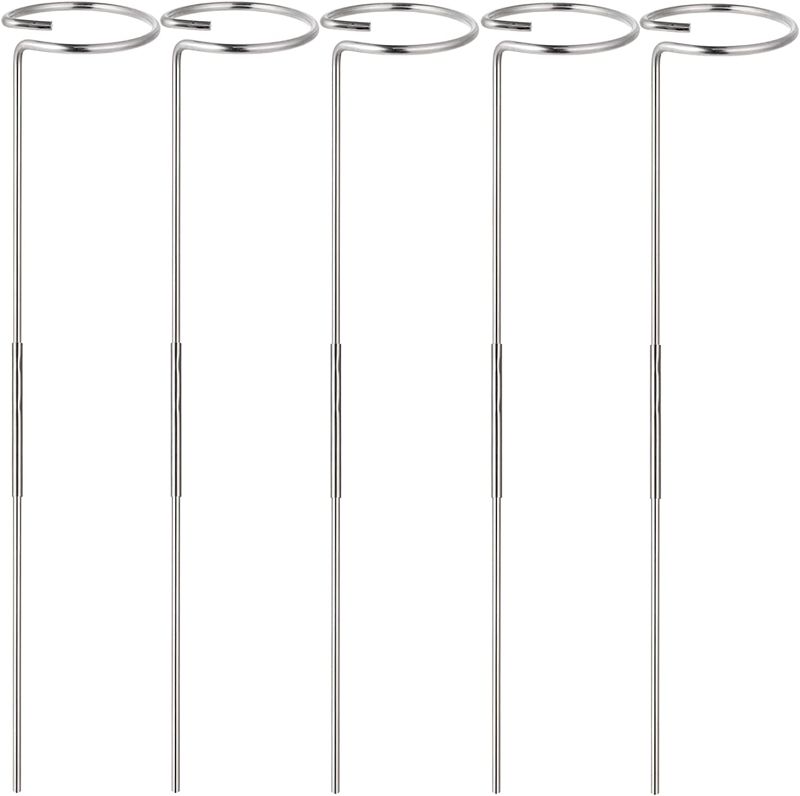 Photo 1 of 30 Inch Plant Stakes for Flowers - 5 Pack (DIY), Stainless Steel Garden Tall Single Stem Support Stake Plant Cage Support Rings for Flowers Amaryllis Tomatoes Peony Lily Rose Narcissus
