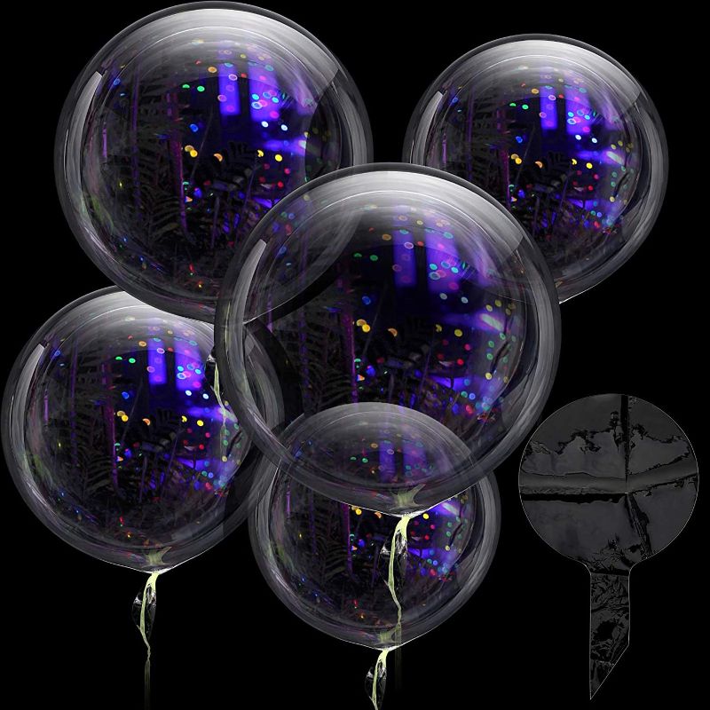 Photo 1 of 10 Pieces Jumbo Bobo Balloons Clear Bubble Plastic Balloons Reusable Round Balloons for Wedding Birthday Halloween Christmas Party Decoration (12 Inch, 18 Inch, 20 Inch, 24 Inch, 36 Inch), 3 COUNT 