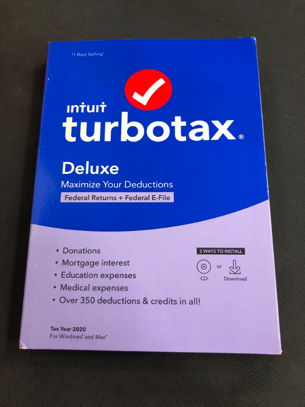 Photo 2 of  TurboTax Deluxe 2020 Desktop Tax Software, Federal Returns Only + Federal E-file