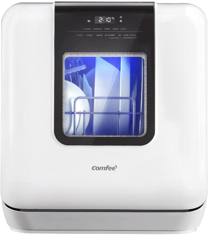 Photo 1 of COMFEE' Countertop Dishwasher, Portable Dishwasher with 6L Built-in Water Tank, Mini Dishwasher with More Space Inside, 7 Programs, UV Hygiene& Auto Door Open, for Apartments, Dorms& RVs
