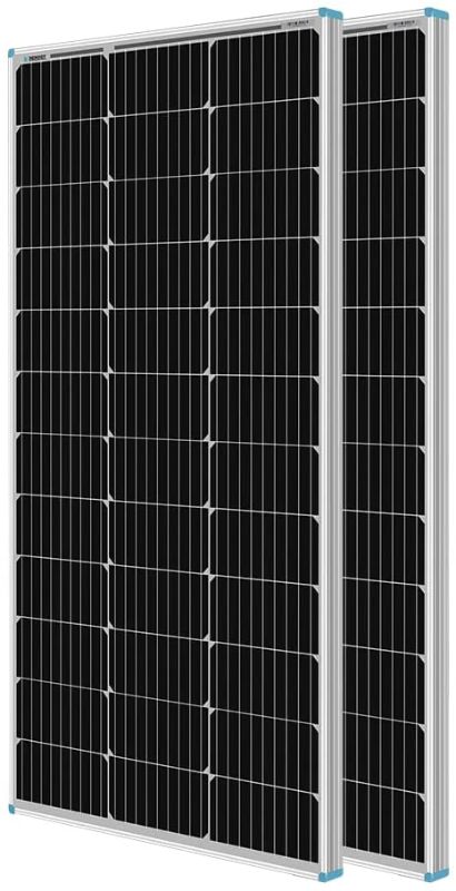 Photo 1 of Renogy 12 Volt Solar Panel 100 Watt High-Efficiency Monocrystalline Module PV Charger for RV Battery Boat Caravan and Other Off-Grid Applications, Single, RNG-100D-SS
