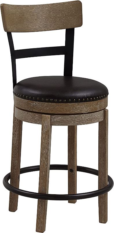 Photo 1 of Ball & Cast Swivel Counter Height Barstool 24 Inch Seat Height Light Brown Set of 1
