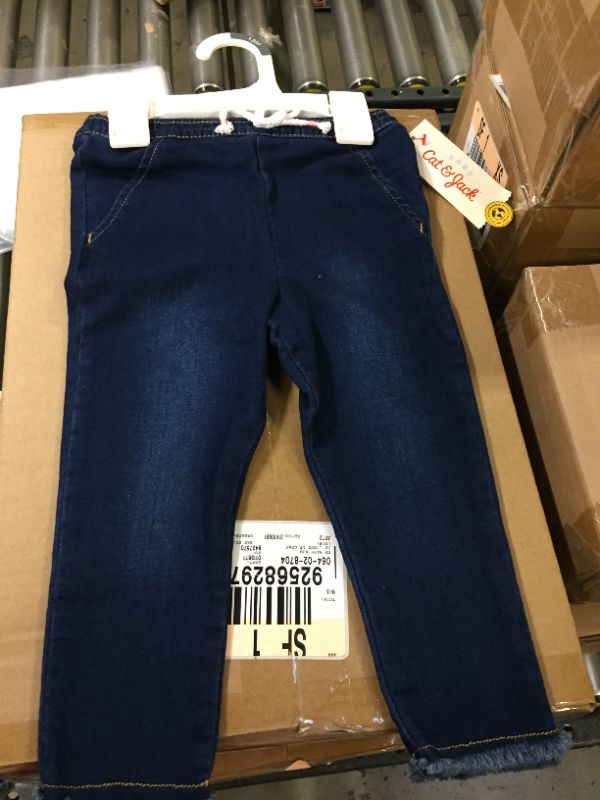 Photo 2 of Baby Girls' Raw Edge Hem Long Denim - Cat & Jack Medium Wash (18 months) 2 PACK

