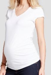 Photo 1 of Short Sleeve V-Neck Side Shirred Maternity T-Shirt - Isabel Maternity by Ingrid & Isabel (XXL) 2 PACK

