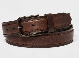 Photo 1 of Men's Leather Strap with Heat Crease & Edge Stitch Belt - Goodfellow & Co Brown (LARGE) 2 PACK
