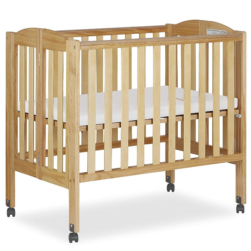Photo 1 of Dream On Me 2 in 1 Portable Folding Stationary Side Crib in Natural, Greenguard Gold Certified , 40x26x38 Inch (Pack of 1)
