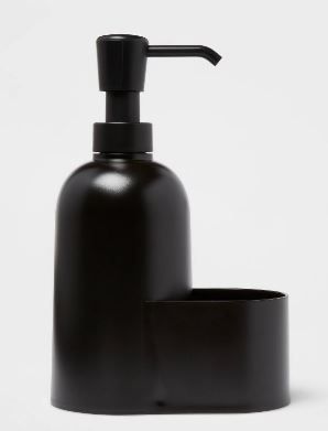 Photo 1 of 4------Plastic Soap Dispenser with Sponge Holder Black - Room Essentials™

