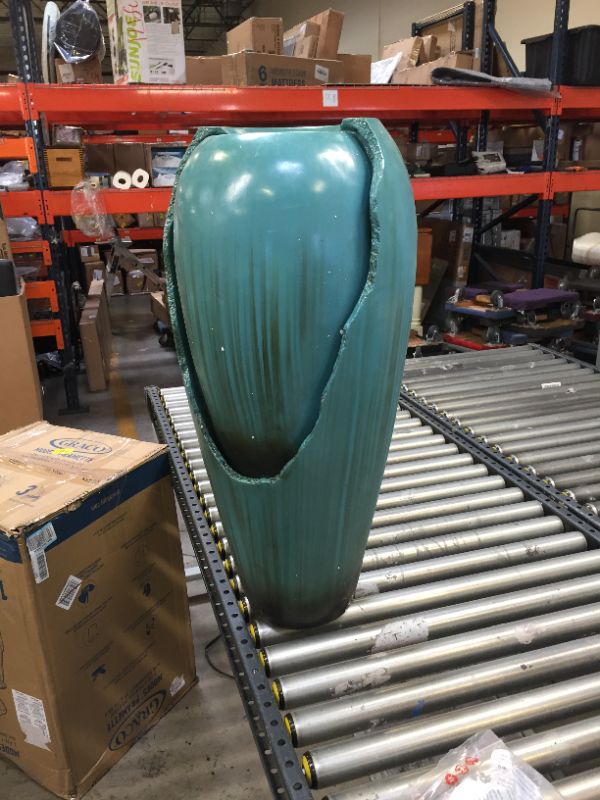 Photo 5 of Alpine Corporation DIG100XS w/LED Light Water Jar Fountain, 32 Inch Tall, Turquoise-----THERE ARE SOME MAJOR DAMAGE PART BUT CAN BE REPAIRED BY THE RIGHT BUYER AND IS ALSO MISSING THE PUMP -----------AGIAN NEED TO BE FIXED -------VIEW THE PICTURES ----
