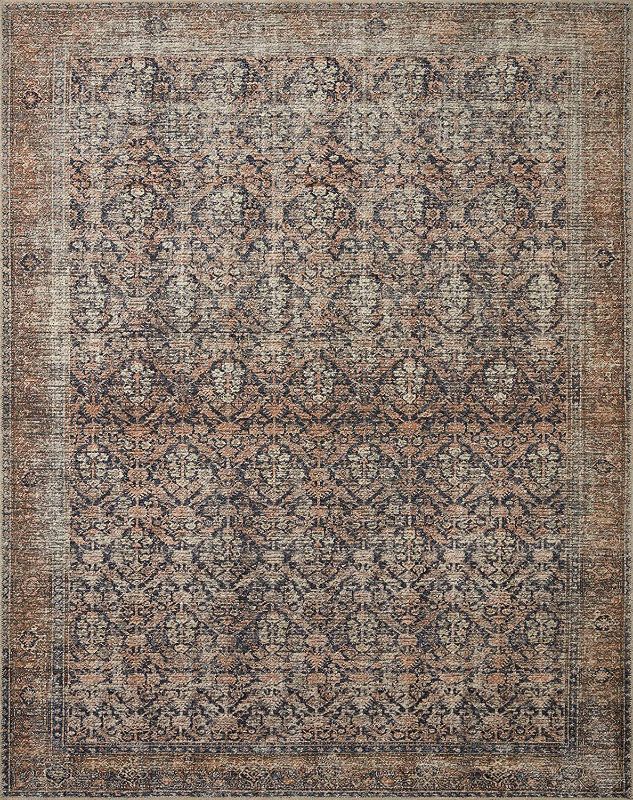 Photo 1 of Amber Lewis x Loloi Billie Collection BIL-01 Ink / Salmon, Traditional 8'-6" x 11'-6" Area Rug------intense cleaning needed ----------
