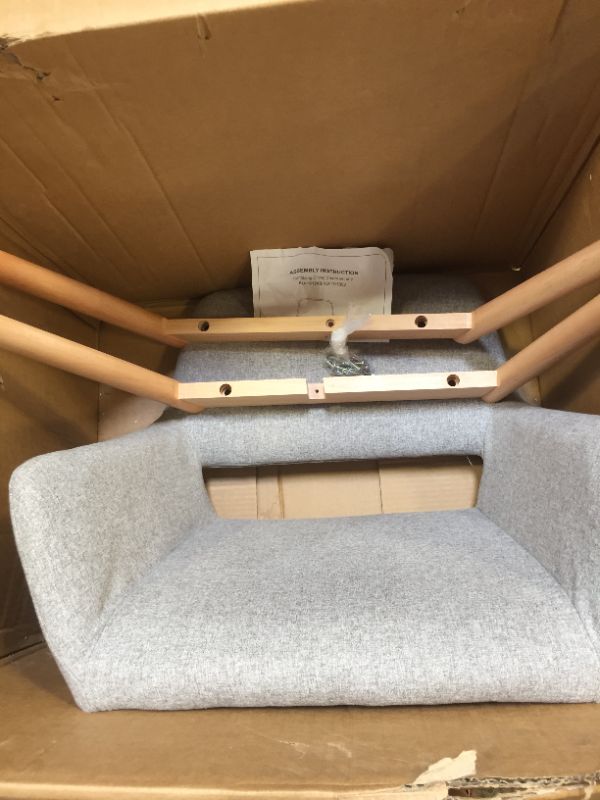Photo 2 of CangLong Leisure Modern Living Dining Room Accent Arm Chairs Club Guest with Solid Wood Legs, Set of 2, Grey-----THERE IS SOME MINOR DAMAGE -----THE HARDWARE IS LOOSE IN THE BOX ---POSSIBLE MISSING SOME HARDWARE 
