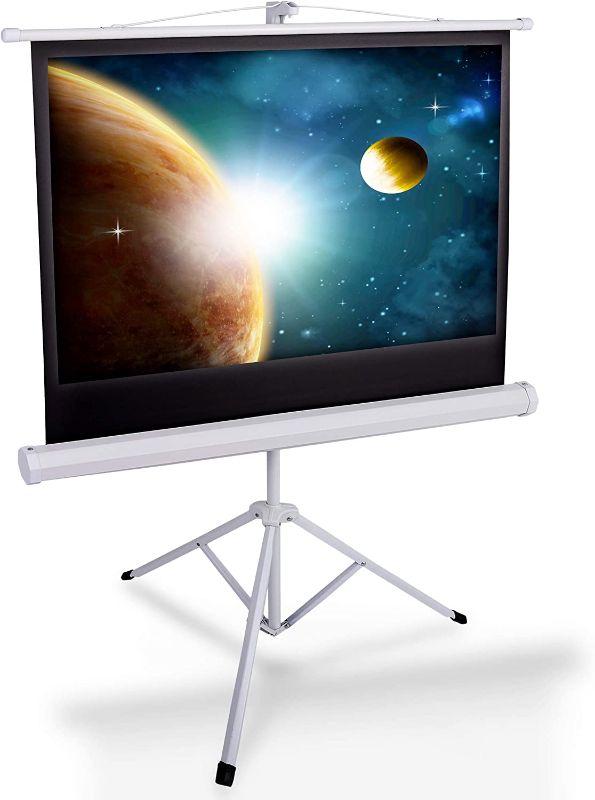 Photo 1 of Portable Projector Screen Tripod Stand - Mobile Projection Screen , Lightweight Carry & Durable Easy Pull Assemble System for Schools Meeting Conference Indoor Outdoor Use, 40 Inch By Pyle (PRJTP42)

