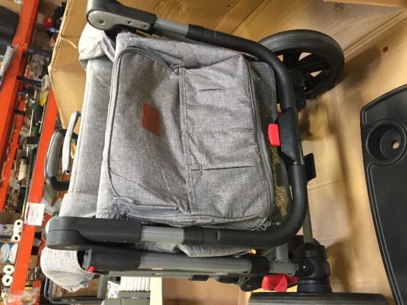 Photo 3 of EVER ADVANCED Foldable Wagons for Two Kids & Cargo, Collapsible Folding Stroller with Adjustable Handle Bar,Removable Canopy with 5-Point Harness - minor damage from being packaged 