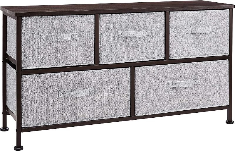 Photo 1 of Amazon Basics Extra Wide Fabric 5-Drawer Storage Organizer Unit for Closet, Bronze------possibly missing some hardware ---
