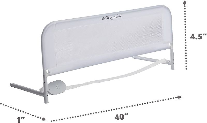 Photo 1 of Dream On Me Adjustable Mesh Bed Rail, Two Height Levels, Ready To Use, Compatible with Adult Twin Size Beds, All Steel construction, Equipped with Guard Gap, Durable Nylon Fabric Mesh, White
