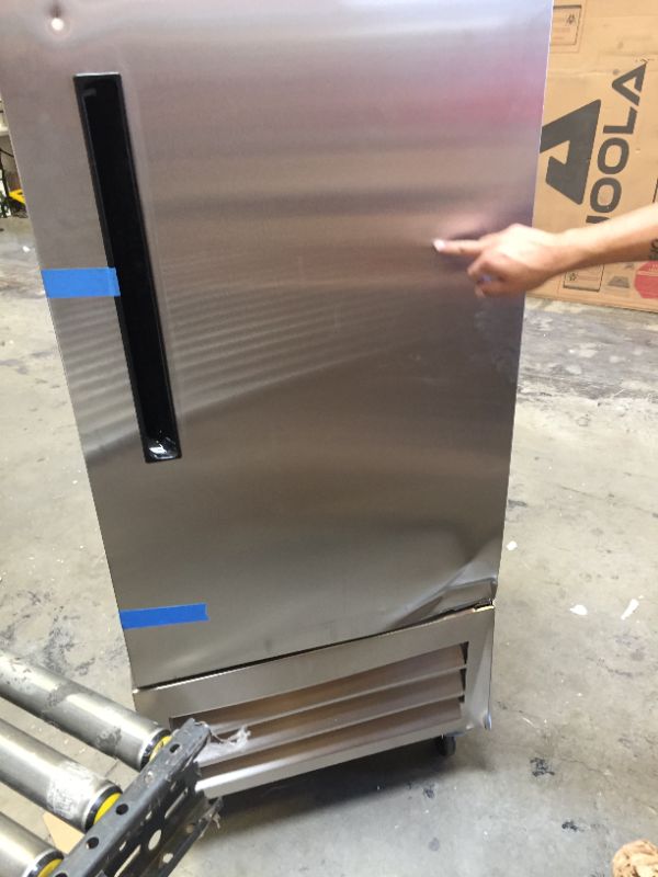 Photo 12 of Arctic Air AR23 26.75-Inch One Section Reach-in Commercial Refrigerator, 23 cu. ft, Single Solid Door, Stainless-Steel-=--------there is many dents does work but has some trouble closing from the dent in the bottom corner ----------view pictures for refer