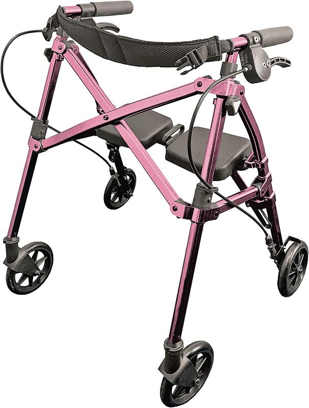 Photo 1 of Able Life Space Saver Rollator Short, Lightweight Junior Folding Walker for Seniors and Adults, Petite Walker with Wheels and Seat, Regal Rose
