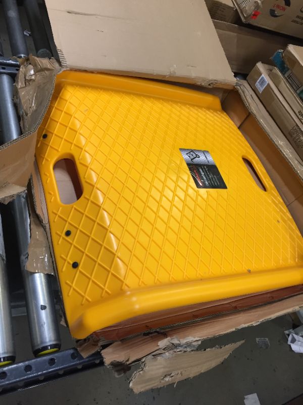 Photo 3 of Curb Ramp, Portable Poly Ramp With 1000lbs Weight Capacity, 650lbs Impact Capacity - For Hand Trucks, Carts, Dollies, or Bicycles by Stalwart (Yellow) - 75-CAR1030
