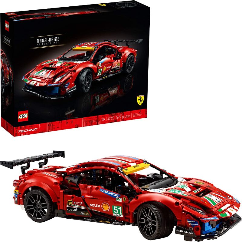 Photo 1 of LEGO Technic Ferrari 488 GTE “AF Corse #51” 42125 Building Kit; Make a Faithful Version of The Famous Racing Car, New 2021 (1,677 Pieces)--------used and opened possibly missing parts -------sale for parts only 
