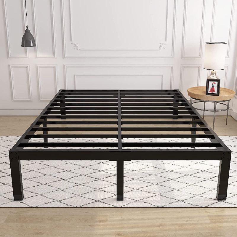Photo 1 of yookare 14 Inch 3500lbs Heavy Duty Support Basic Bed Frame/Mattress Foundation/Box Spring Replacement/Steel Slat Platform/Easy to Assemble/with Storage/Noise Free, Queen
