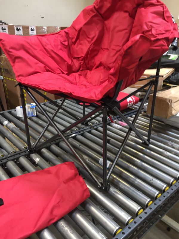 Photo 4 of ALPHA CAMP Oversized Camping Chairs Padded Moon Round Chair Saucer Recliner with Folding Cup Holder and Carry Bag
