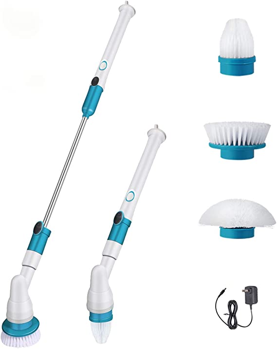 Photo 1 of 2020 Electric Spin Scrubber, 360 Cordless Shower Floor Scrubber, Multi-Purpose Power Surface Cleaner with 3 Replaceable Bathroom Scrubber Brush Heads and 1 Extension Arm for Bathroom, Tub, Tile, Wall
