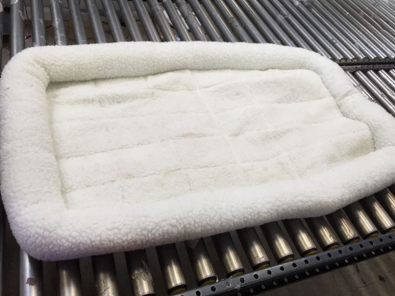 Photo 2 of 48L-Inch White Fleece Dog Bed or Cat Bed w/ Comfortable Bolster | Ideal for Extra Large Dog Breeds & Fits a 48-Inch Dog Crate | Easy Maintenance Machine Wash & Dry