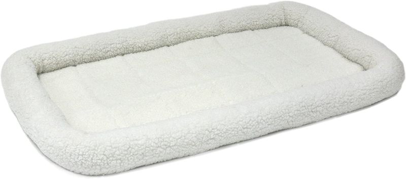Photo 1 of 48L-Inch White Fleece Dog Bed or Cat Bed w/ Comfortable Bolster | Ideal for Extra Large Dog Breeds & Fits a 48-Inch Dog Crate | Easy Maintenance Machine Wash & Dry