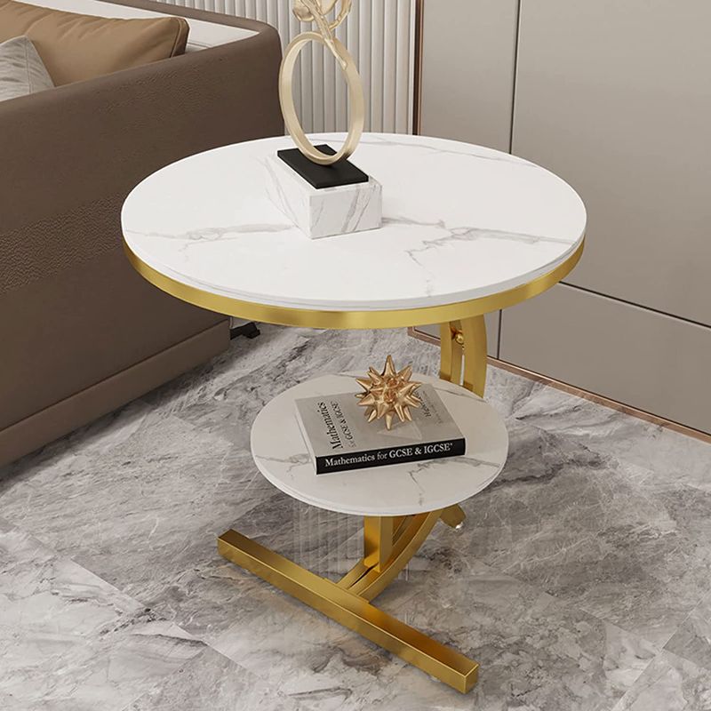 Photo 1 of End Table,2 Layer Coffee Table Modern Minimalist Side Table for Living Room(Size:21.6inch,Color:White)
