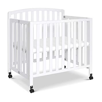 Photo 1 of DaVinci Dylan Folding Portable 3-in-1 Convertible Mini Crib and Twin Bed in White, Greenguard Gold Certified
