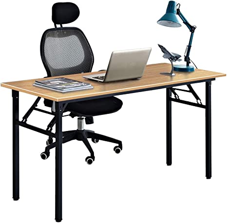 Photo 1 of Need Computer Desk Office Desk 55 inches Folding Table Computer Table Workstation No Install Needed,Teak Black AC5BB-140X
