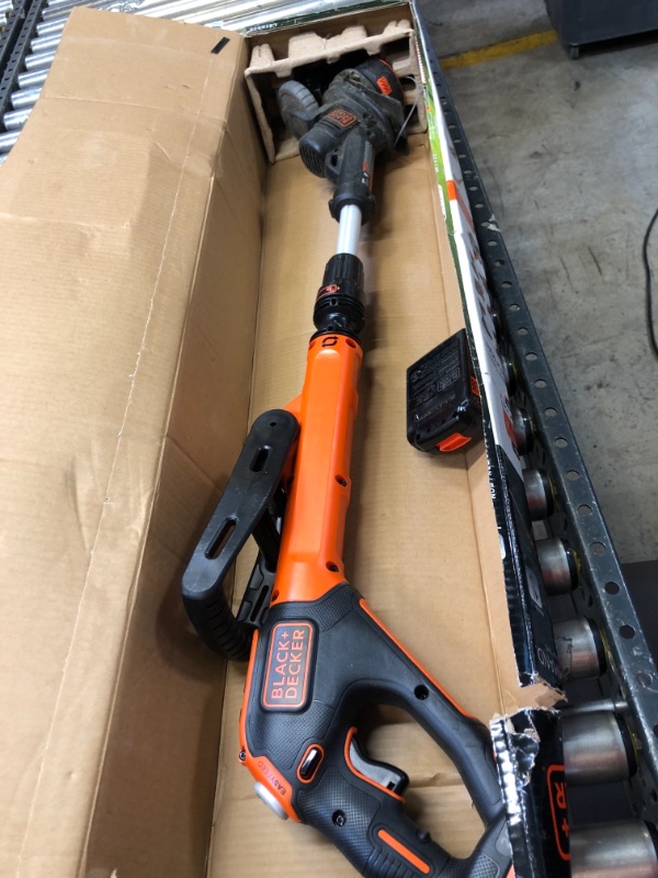 Photo 2 of BLACK+DECKER 20V Max String Trimmer/Edger, 12-Inch (LSTE525)
USED DIRTY. MISSING CHARGER AND SPLASH GUARD. COMES WITH 2 BATTERIES.