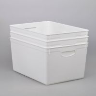 Photo 1 of 3ct Large Plastic Rectangle Storage Bin White PACK OF 4 - 12 TOTAL BINS 

